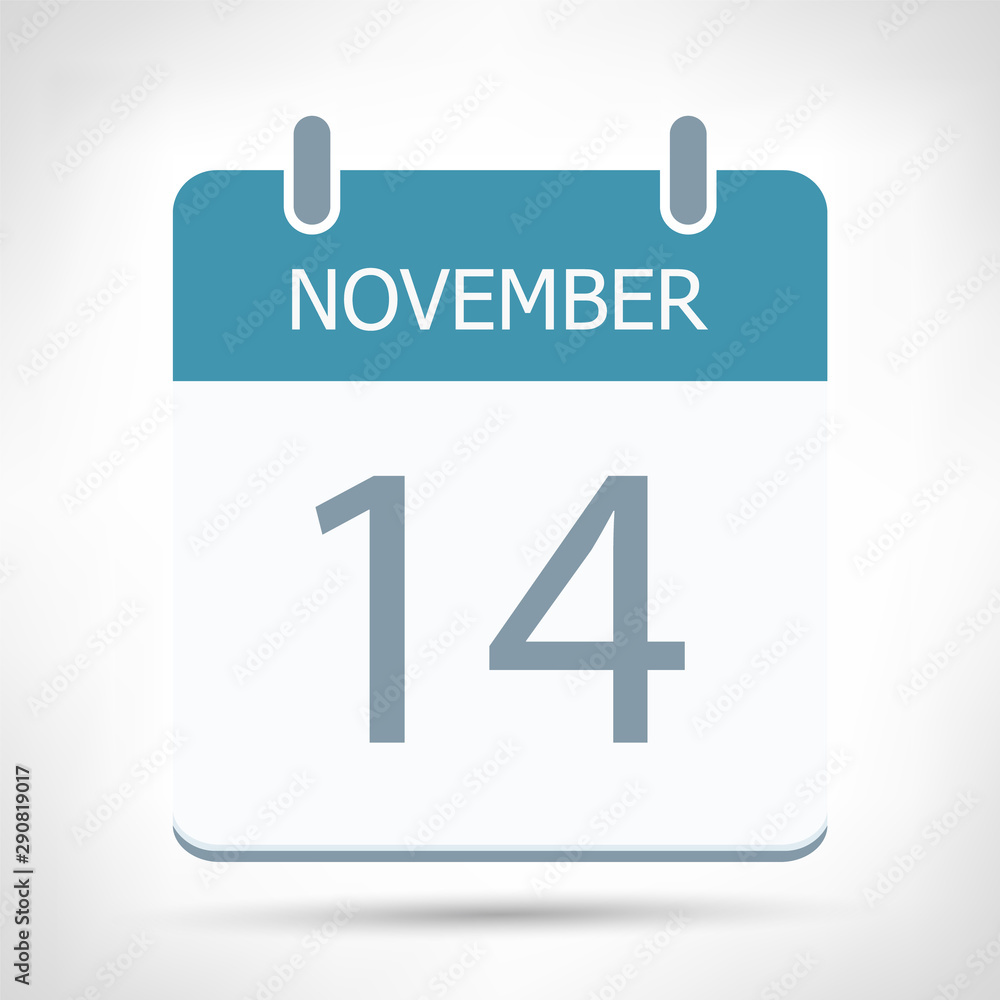 November 14 - Calendar Icon - Calendar flat design template November 14 - Calendar Icon - Calendar flat design template