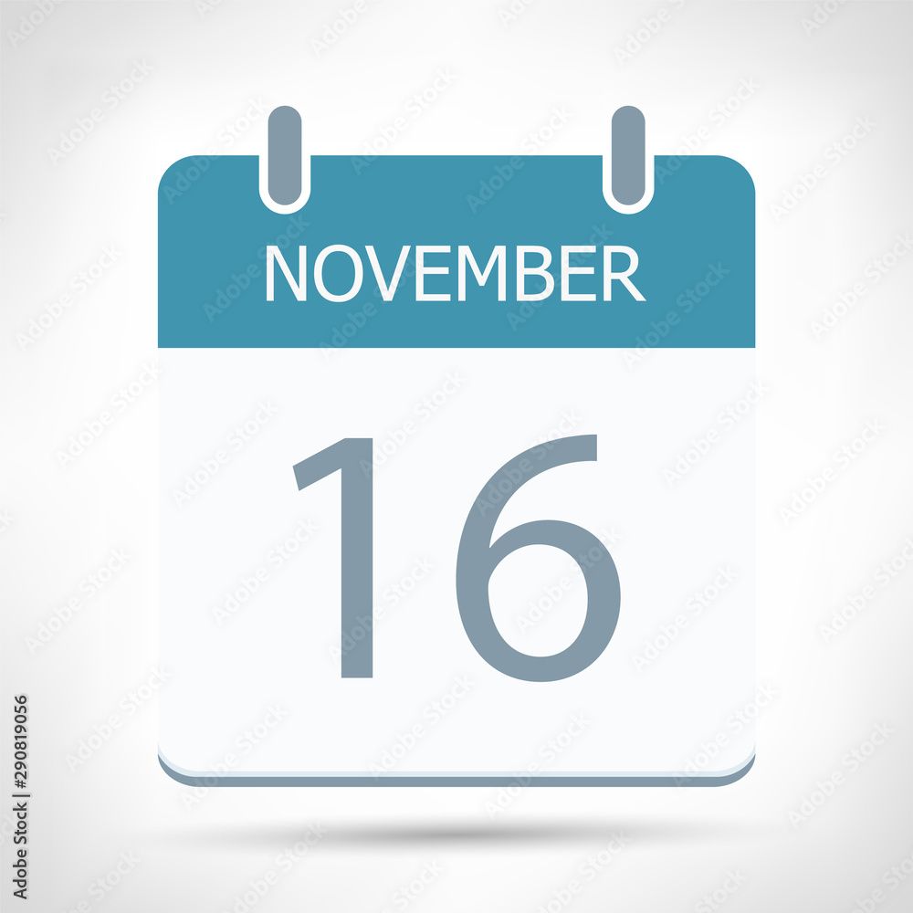 November 16 - Calendar Icon - Calendar flat design template November 16 - Calendar Icon - Calendar flat design template
