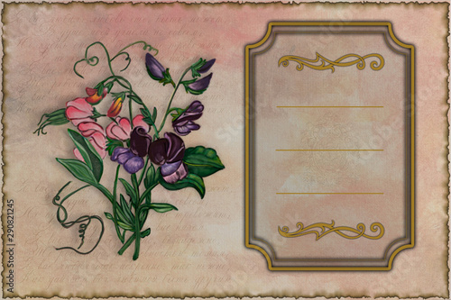 vintage background with frame and flowers