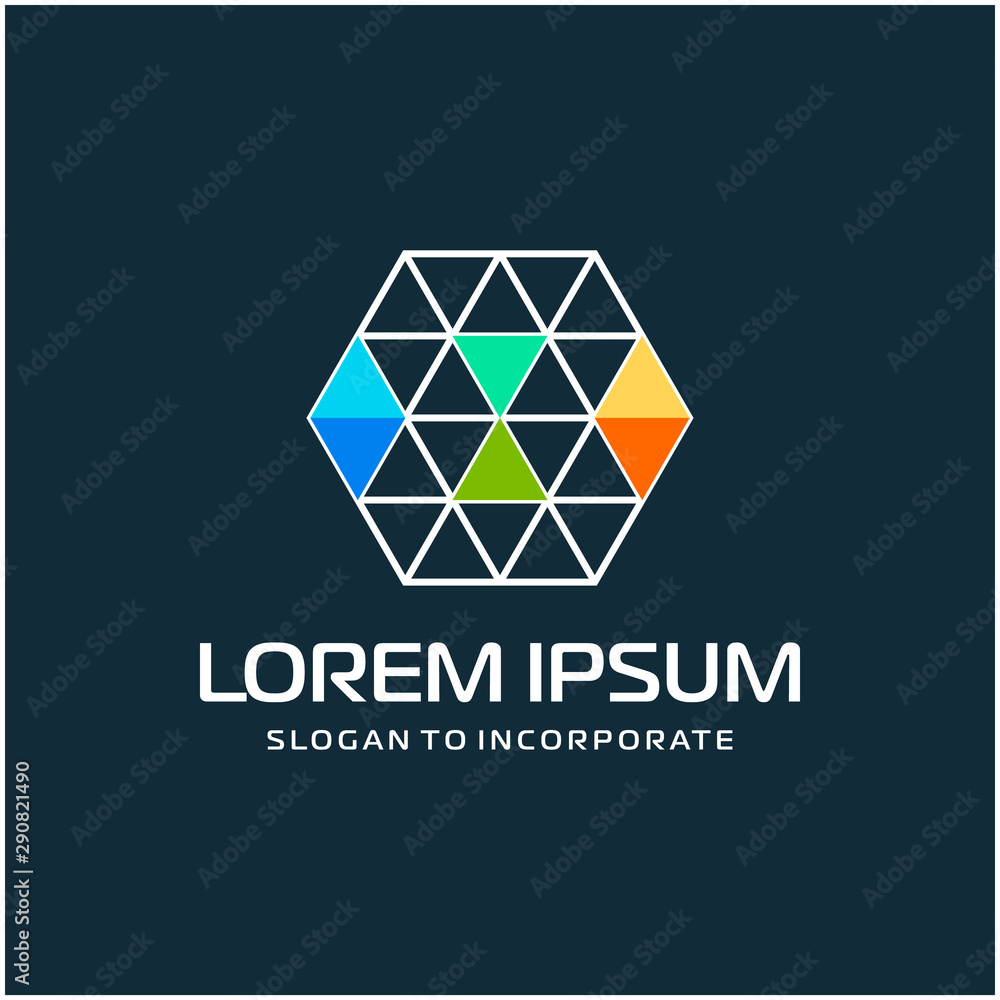 Number 8 eight and hexagon logo design, with colorful triangle pixel , technology digital concept - Vector Number 8 eight and hexagon logo design, with colorful triangle pixel , technology digital concept - Vector