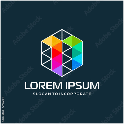 Number 11 eleven and hexagon logo design, with colorful triangle pixel , technology digital concept - Vector