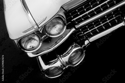 Front view of a retro american car