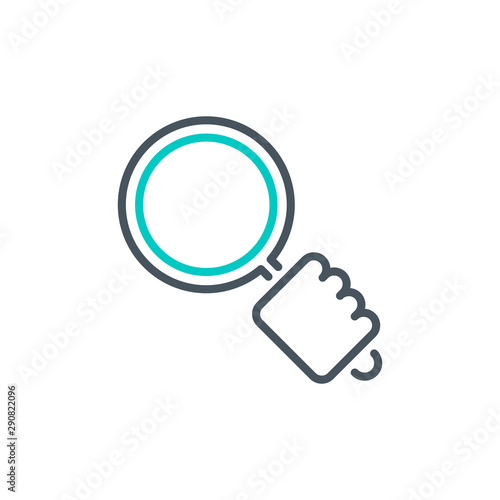 zoom scale with magnifier glass outline flat icon. Single quality outline logo search symbol for web design mobile app. Thin line design logo sign. Loupe zooming lens icon isolated on white background