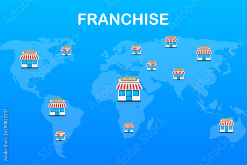 Franchise business concept, franchise marketing system. Vector illustration.