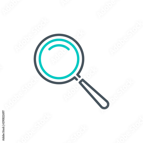 zoom scale with magnifier glass outline flat icon. Single quality outline logo search symbol for web design mobile app. Thin line design logo sign. Loupe zooming lens icon isolated on white background