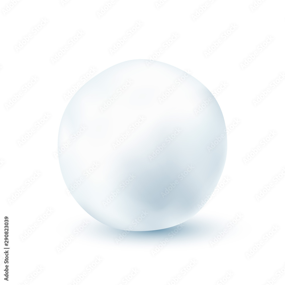 Snowball isolated on white background. Frozen ice ball. Winter decoration for Christmas or New Year. Vector snow.