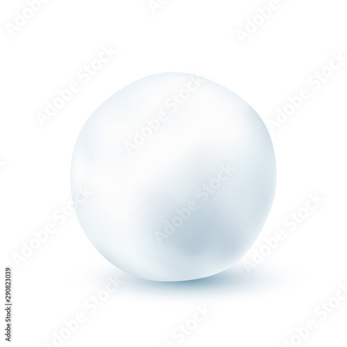 Snowball isolated on white background. Frozen ice ball. Winter decoration for Christmas or New Year. Vector snow.