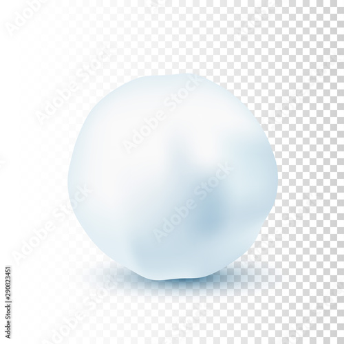 Snowball isolated on transparent background. Frozen ice ball. Winter decoration for Christmas or New Year. Vector snow.