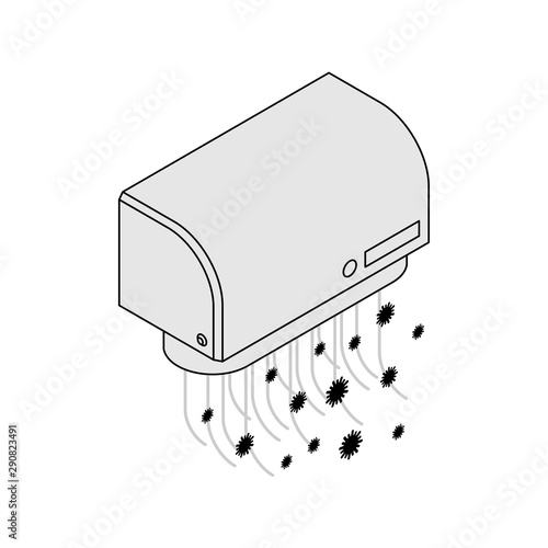 Hand dryer and microbe. hygiene bathroom and bacteria. vector illustration