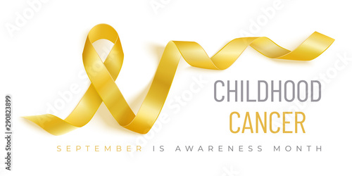 Childhood cancer awareness vector banner with gold ribbon