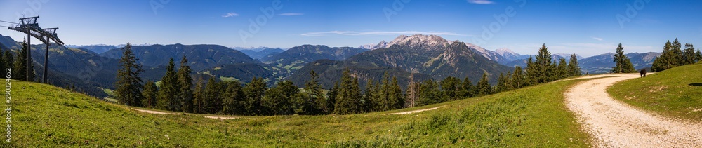 Obraz premium High resolution stitched panorama of a beautiful alpine view at Annaberg, Lammertal, Salzburg, Austria