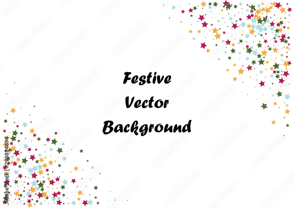 Festive color star confetti background. Abstract frame confetti texture for holiday, postcard, poster, website, carnivals, birthday and children's parties. Cover confetti mock-up. Wedding star layout Festive color star confetti background. Abstract frame confetti texture for holiday, postcard, poster, website, carnivals, birthday and children's parties. Cover confetti mock-up. Wedding star layout