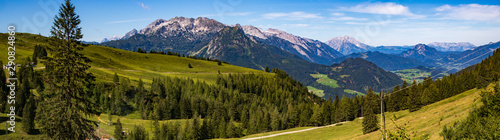 High resolution stitched panorama of a beautiful alpine view at Annaberg, Lammertal, Salzburg, Austria