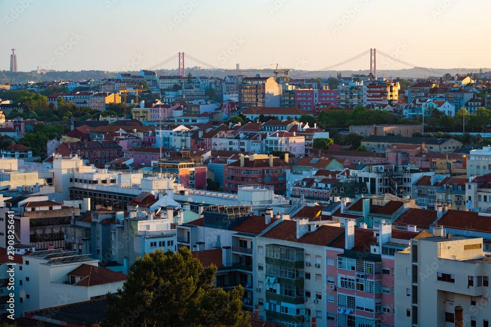 Beautiful Sunset View of Lisbon City, Portugal