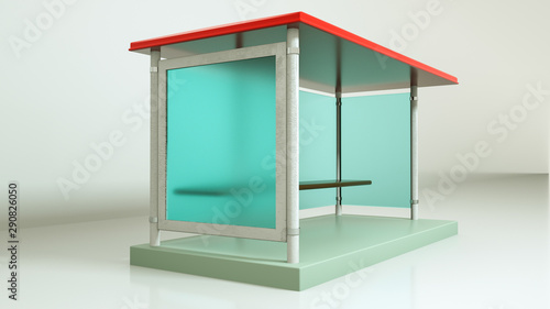 three-dimensional model of a bus stop. 3d rendering illustration