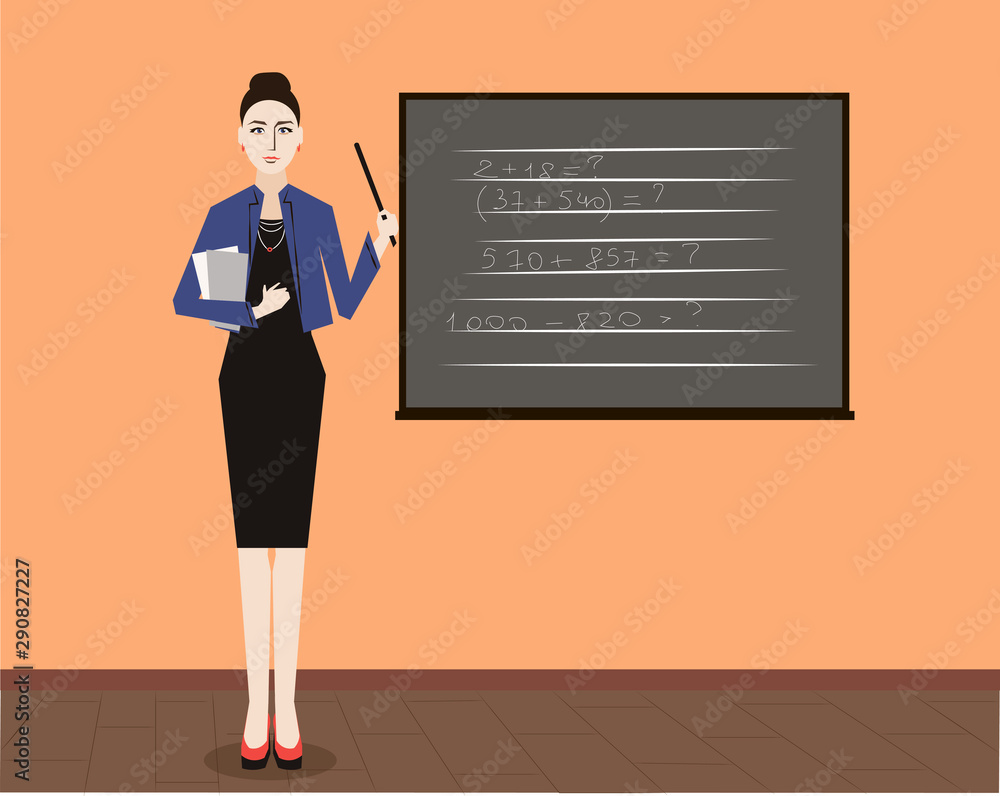 teacher near the blackboard, lessonin the classroom, teacher near the blackboard, lessonin the classroom,