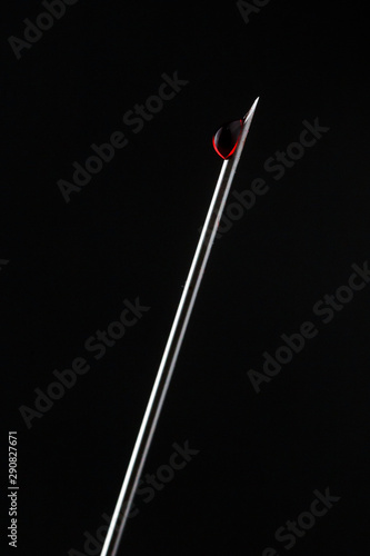 syringe tip with blood drop on a black background  © Ahmed