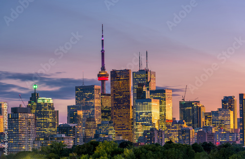 Toronto city view from Riverdale Avenue at Night. Ontario, Canada