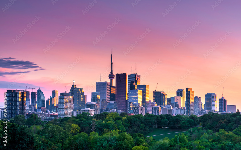 Toronto city view from Riverdale Avenue. Ontario, Canada