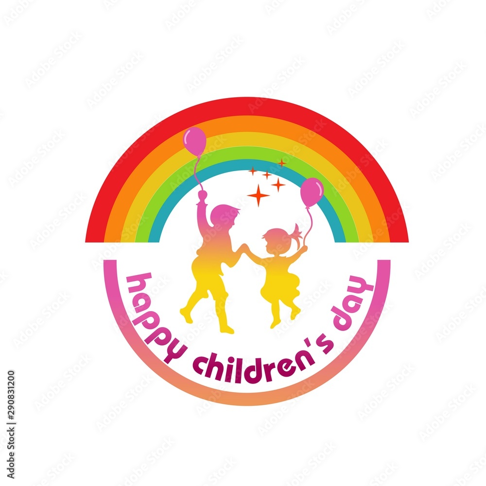Happy children day background, children's day poster with happy kids Template for advertising brochure your text ,Vector Illustration Happy children day background, children's day poster with happy kids Template for advertising brochure your text ,Vector Illustration