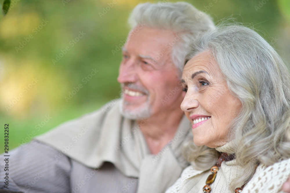 Portrait of beautiful senior couple in the park Portrait of beautiful senior couple in the park