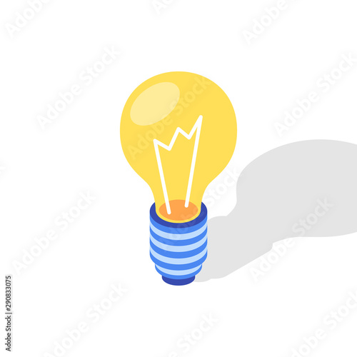 Light bulb isometric icon. Idea concept. Vector illustration.
