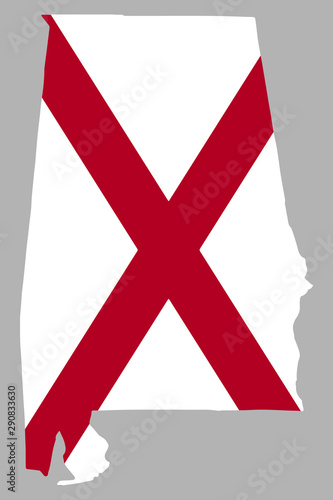 Alabama vector map with the flag
