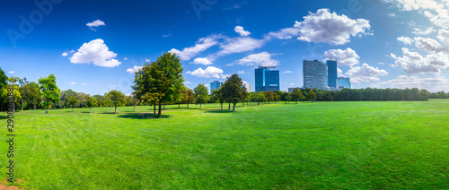 Photography Panoramic landscape view of Pope's Meadow In Donaupark