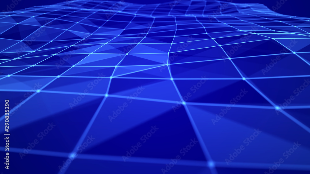 Abstract digital background. Space filled with polygons and dots. 3D wave. Abstract digital background. Space filled with polygons and dots. 3D wave.