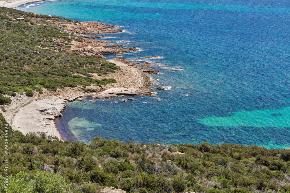 Coastal landscape, Roccapina, Corsica island, France.