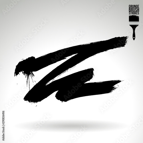 Black brush stroke and texture. Grunge vector abstract hand - painted element. Underline and border design.