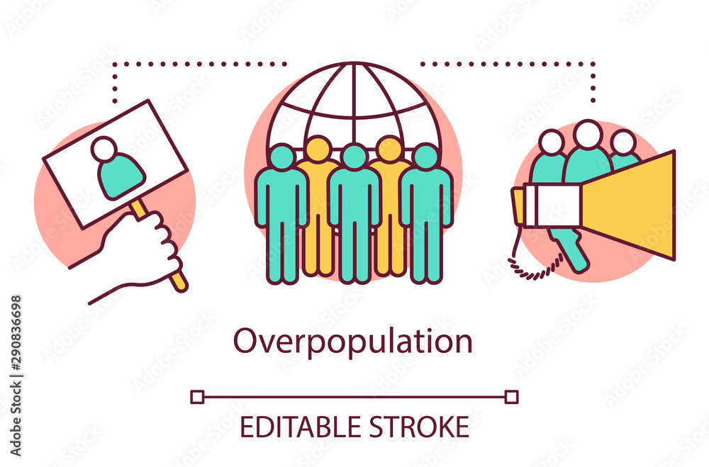 Overpopulation concept icon. Overcrowding. Increase in population. Mass ...