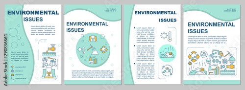 Environmental issues brochure template. Flyer, booklet, leaflet print, cover design with linear illustrations. Eco problems. Vector page layouts for magazines, annual reports, advertising posters