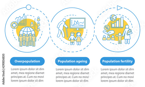 Population vector infographic template. Overpopulation. Business presentation design elements. Data visualization with 3 steps and options. Process timeline chart. Workflow layout with linear icons