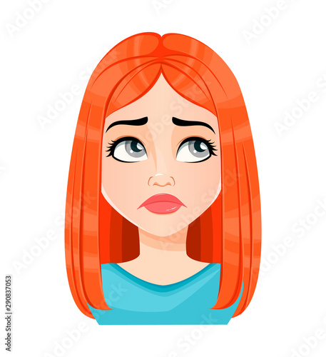 Face expression of beautiful redhead woman