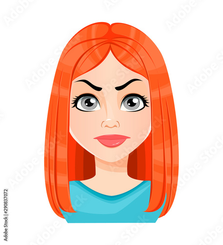 Face expression of beautiful redhead woman