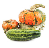 Spooky scary pumpkins and squash isolated