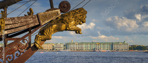 Hermitage museum and Neva river in St Petersburg, view from Petrograd side photo