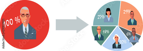 Successful delegation in business, EPS 8 conceptual vector illustration
