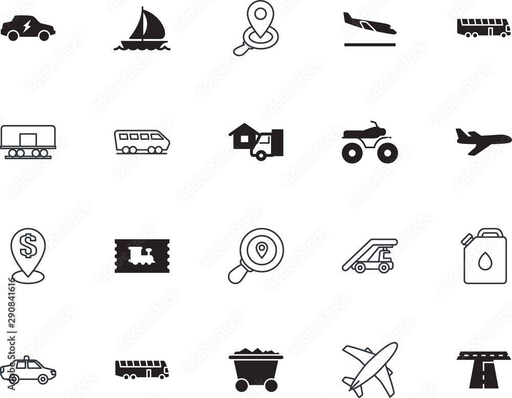 transport vector icon set such as: fuel, speed, dirt, protect, industrial, shape, life, shipment, recreation, product, action, carriage, van, machine, asphalt, access, ladder, gallon, yachting, jerry