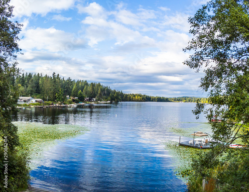 Canvas-taulu Glorious aerial photography of awesome and peaceful Tanwax Lake of Pierce County in the city of Eatonville, Washington State