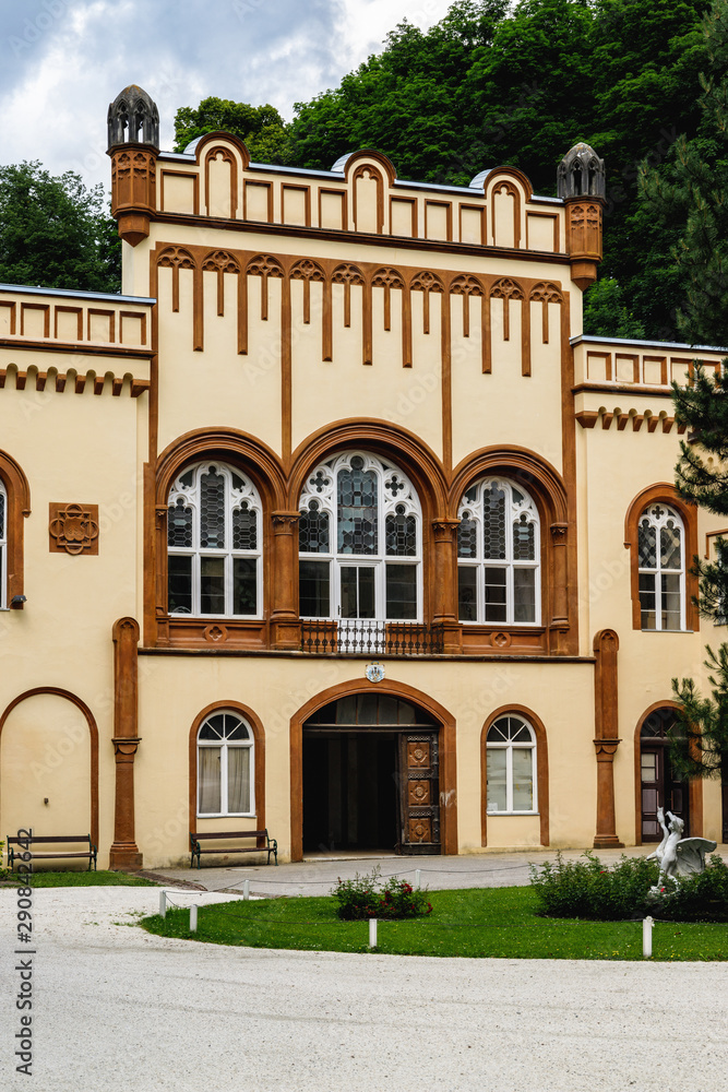 Facade of the palace next to castle in Wolfsberg, Austria