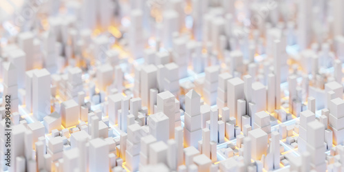 Bild auf Leinwand Techno mega city; urban and futuristic technology concepts, original 3d renderin