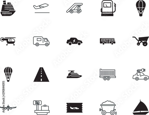 transport vector icon set such as: editable, suit, race, regatta, game, coal, flatbed, suitcase, arrival, emergency, takeoff, avenue, pass, diesel, industrial, outdoor, aid, building, up, ride, way