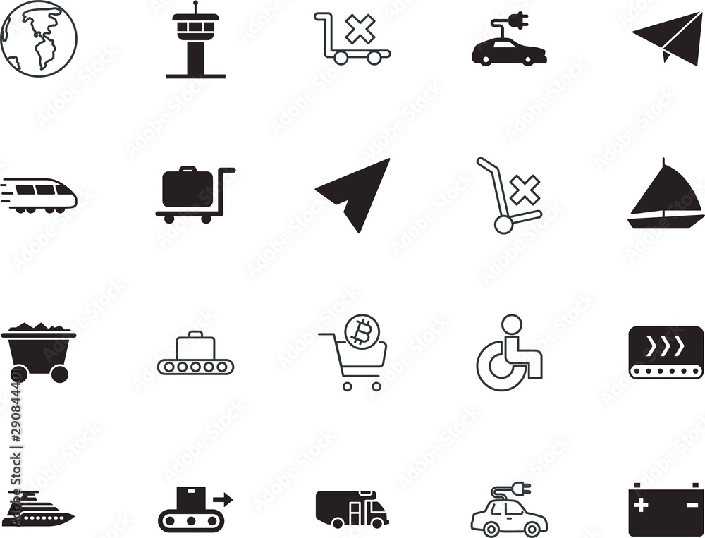 Fototapeta premium transport vector icon set such as: digital, sport, hospital, truck, regatta, resource, working, continent, wheelchair, motorhome, patient, grey, carriage, traveler, wind, carrying, orbit, handbag