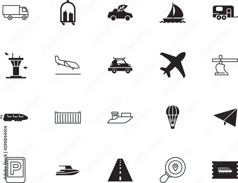 Fototapeta premium transport vector icon set such as: driving, subway, manufacturing, race, power, rv, weight, luxury, tractor, search, highway, international, sport, place, delivering, zone, home, roadside, hot, wing