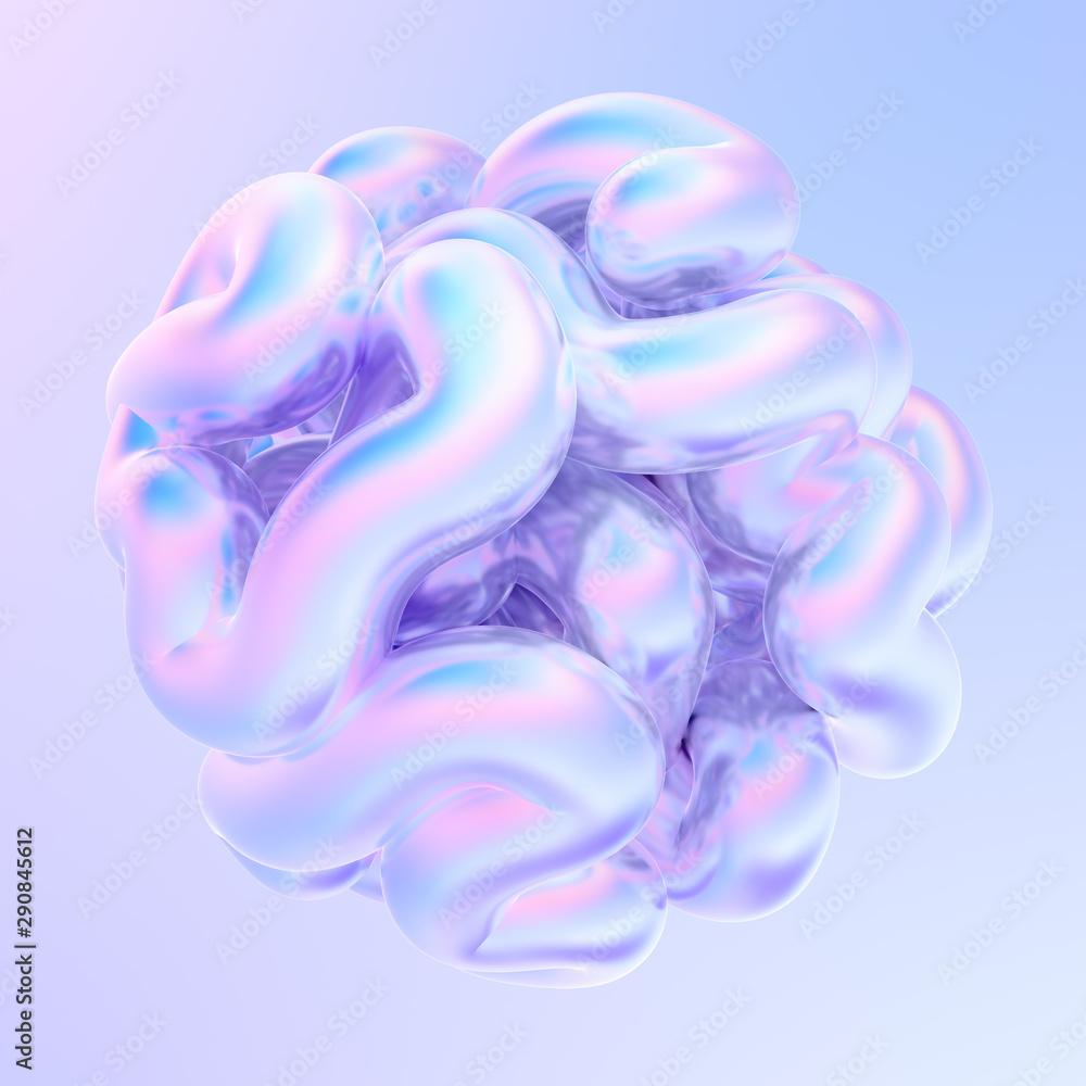 Differential growth abstract holographic liquid shape. Fluid design element for banners posters and flyers. 3d rendering. Differential growth abstract holographic liquid shape. Fluid design element for banners posters and flyers. 3d rendering.