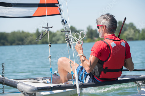 main sailing in a lake