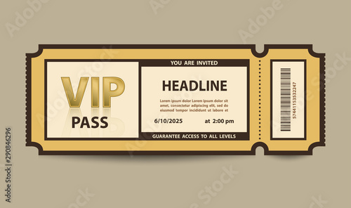VIP pass admission stub ticket