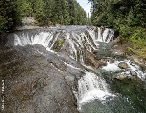 Wonderful aerial pictures of Middle Lewis River Falls on the rugged Lewis River in Skamania County and the Gifford Pinchot National Forest in Washington State.